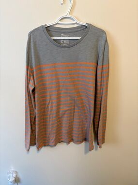 GAP Gray orange striped cotton long sleeve
